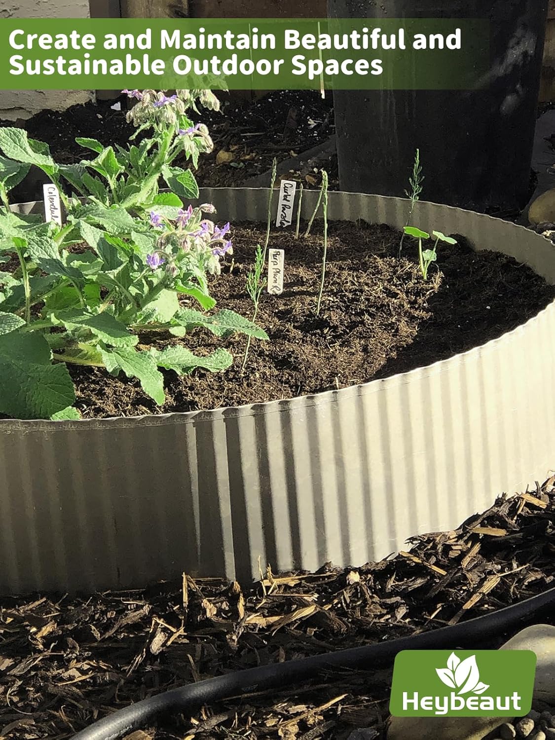 Corrugated Metal Garden Edging - 6" x40' Galvanized Steel Border, Durability Easy to Cut, Easy Installation & Stability, Ideal for DIY Flower Beds, Pathways and Patio Design Silver