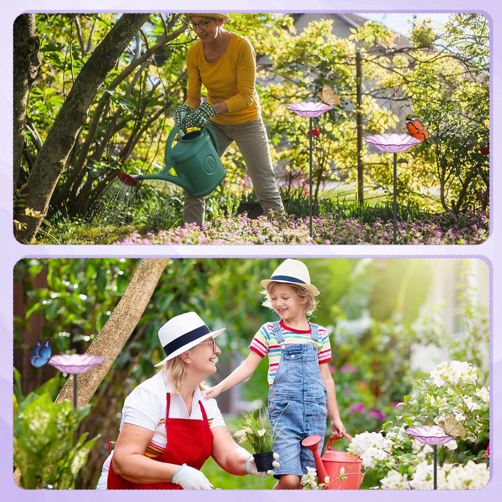 Newtay 2 Pack Butterfly Feeder Glass Flower Bee Watering Station and Bath for Outdoor Bee Feeder Butterfly Puddler Cups Backyard Garden Decoration to Attract Butterflies Bees