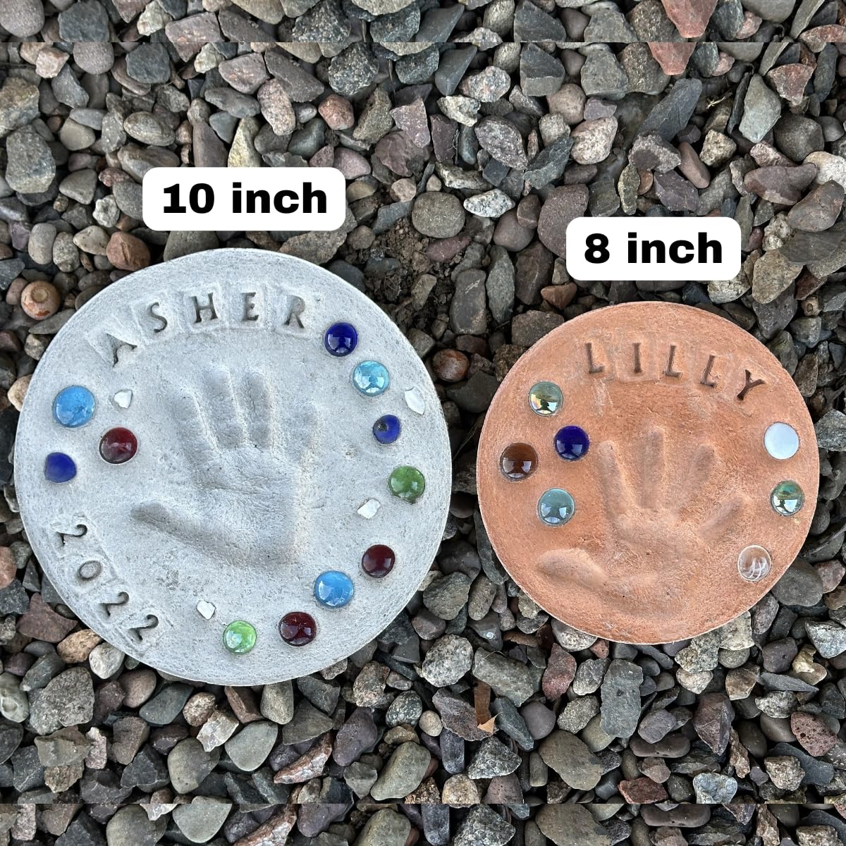 DIY Stepping Stone Kit with Color Pigment, Handprint Stepping Stone, Mother's Day Gift, Footprint Stepping Stone (8 Inch, Red)