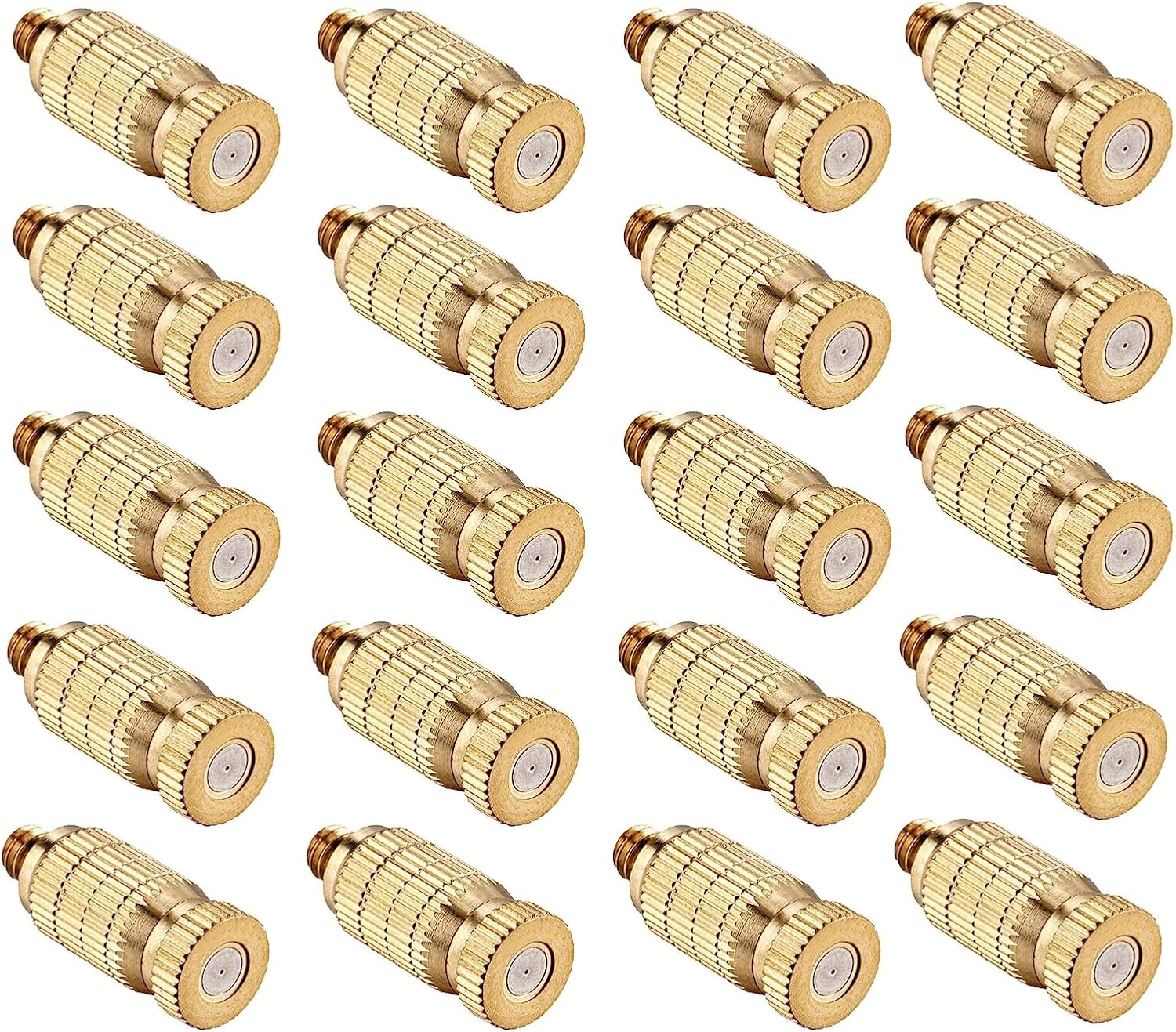 20pcs High Pressure Atomizer Nozzle Brass Misting Nozzles for Outdoor Cooling System, Landscaping, Greenhouse Irrigation, Air Humidification, Anti-Drip Fogging Spray Head(0.006"/0.15mm)