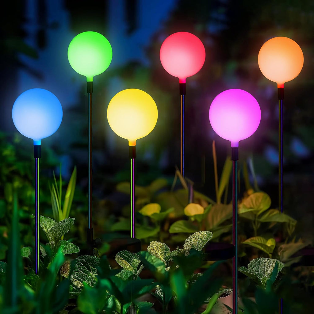 SOLPEX Solar Garden Lights 6 Pack, Solar Globe Lights Outdoor Waterproof, Multi-Color Changing Garden Spheres Outdoor Waterproof, Ball LED for Garden Decorations