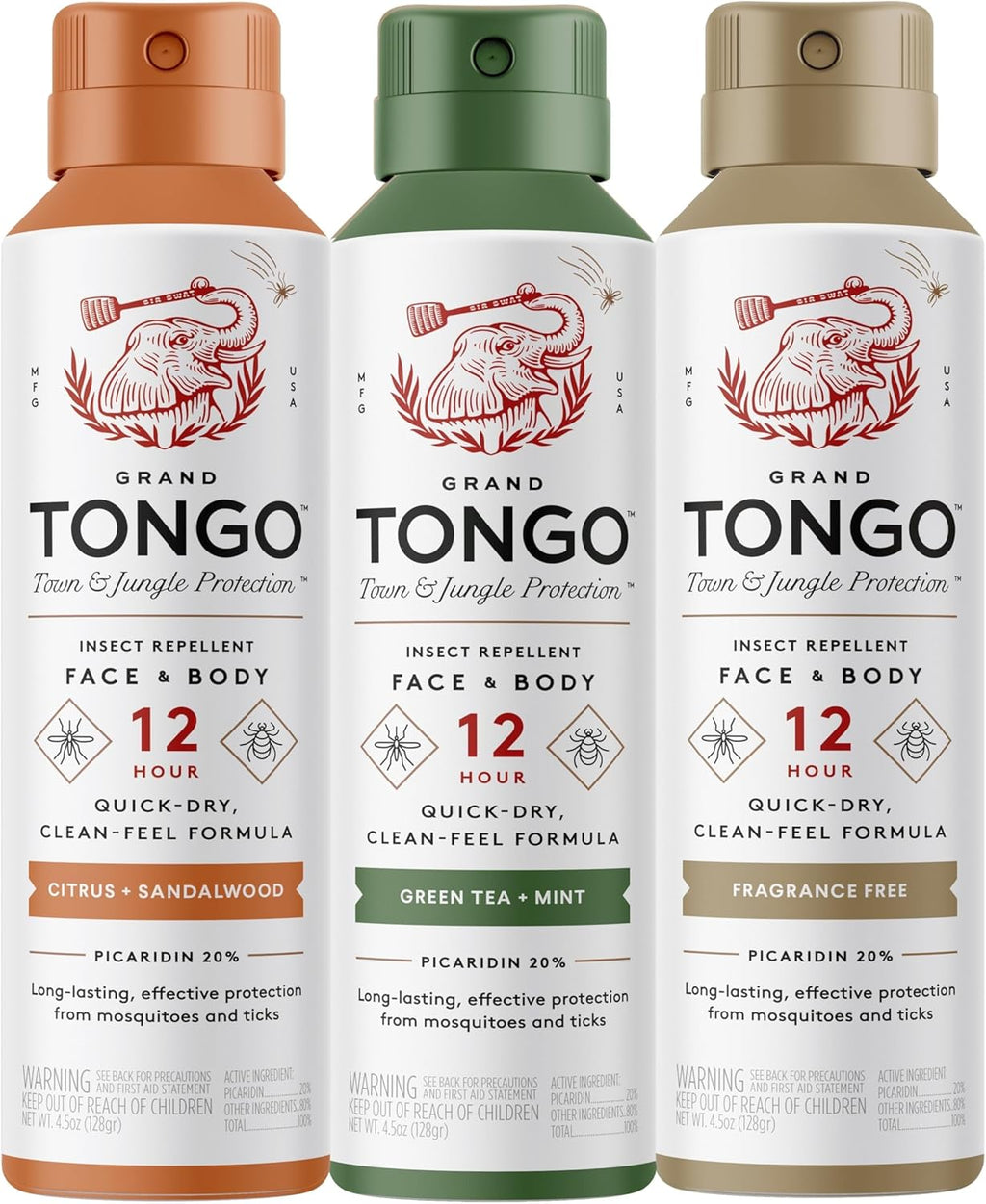 Insect Repellent Variety Pack, 12-Hour Mosquito & Tick Protection, Picaridin-Based, Water-Based, Lightweight, Quick-Drying, DEET Alternative, Face & Body Use, 3 Pack