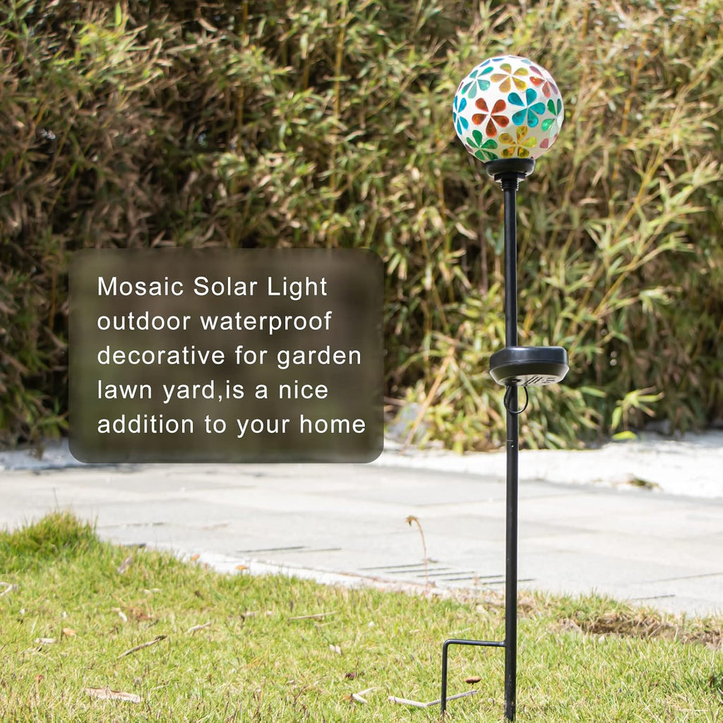 VCUTEKA Solar Garden Lights - Mosaic Solar Lights Outdoor Decor Pathway Light Waterpoof LED Stake Light for Landscape Lawn Patio Yard Decoration (Multicolor) 1 Pack