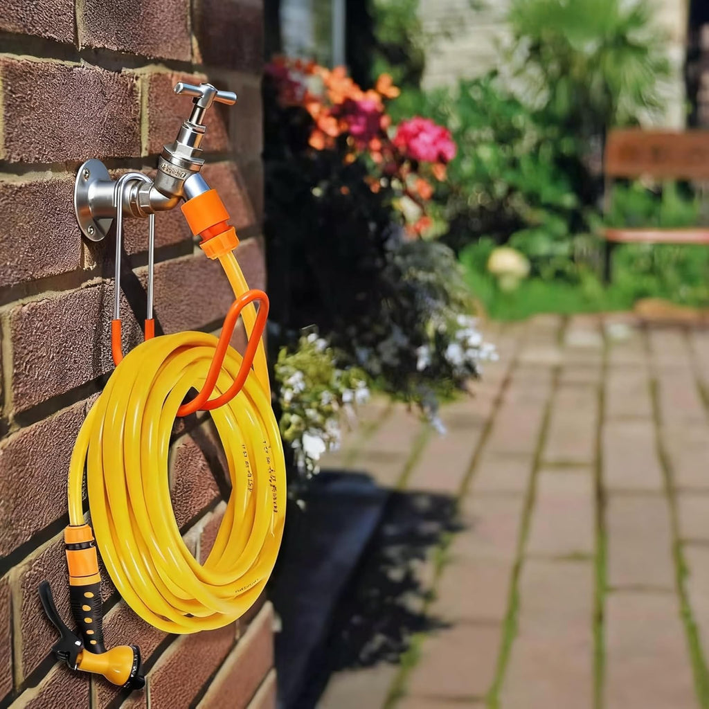 Garden Hose Holder Water Hose Hanger Wall Mounted,304Stainless Steel Solid Hose Hook Holds Up to 50Ft Garden Hose, Expandable Hose, Water Hose(Red 1pcs)