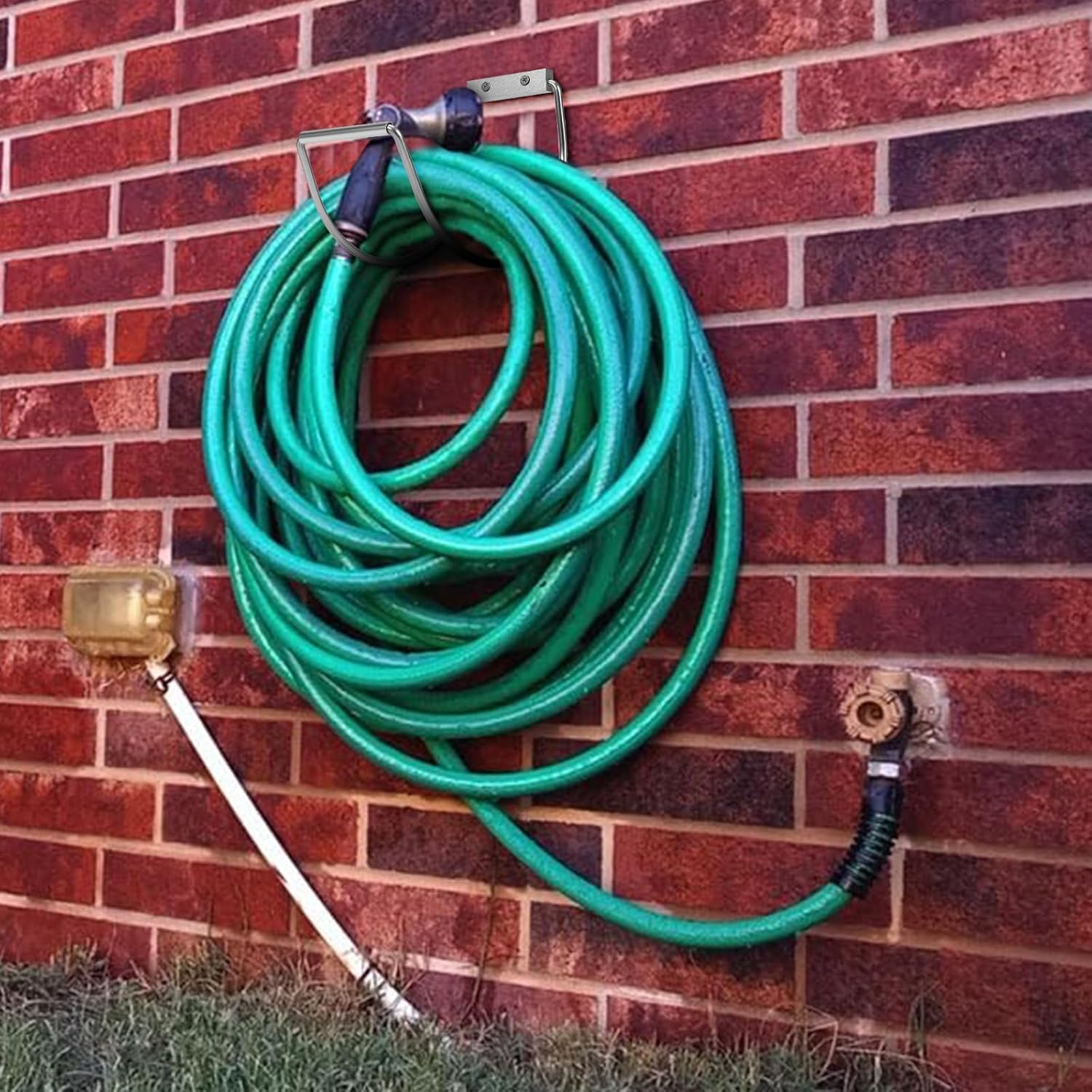 Garden Hose Holder Water Hose Hanger Wall Mounted,304Stainless Steel Solid Hose Hook Holds Up to 150Ft Garden Hose, Expandable Hose, Water Hose - Chrome