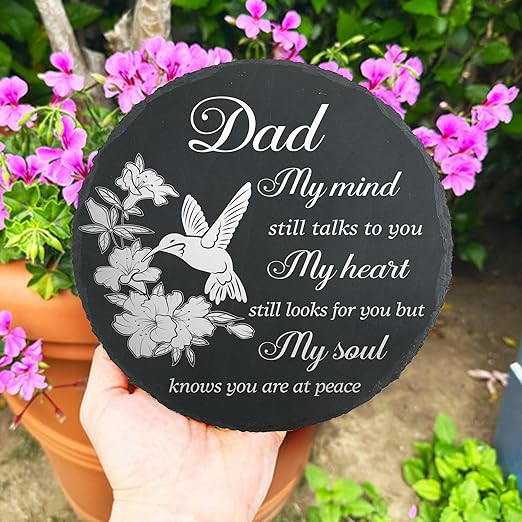 Dad Memorial Stone for Garden Memorial Plaque Father Sympathy Stepping Stone for Loss of Father in Loving Memory of Dad Memorial Grave Stone TNA21