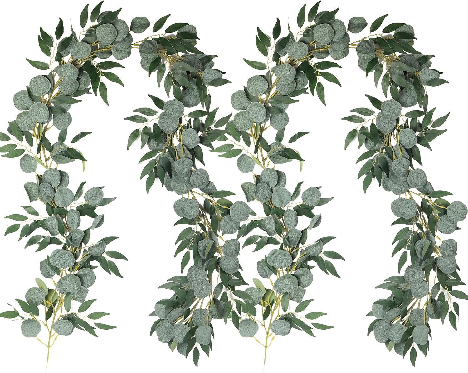 RECUTMS 2Pack Artificial Eucalyptus Garland with Willow Leaves 6Feet Fake Hanging Plant Silk Eucalyptus Willow Leaves Ivy Garland Faux Greenery for Indoor Outdoor Wedding Party Home Table Arch Decor