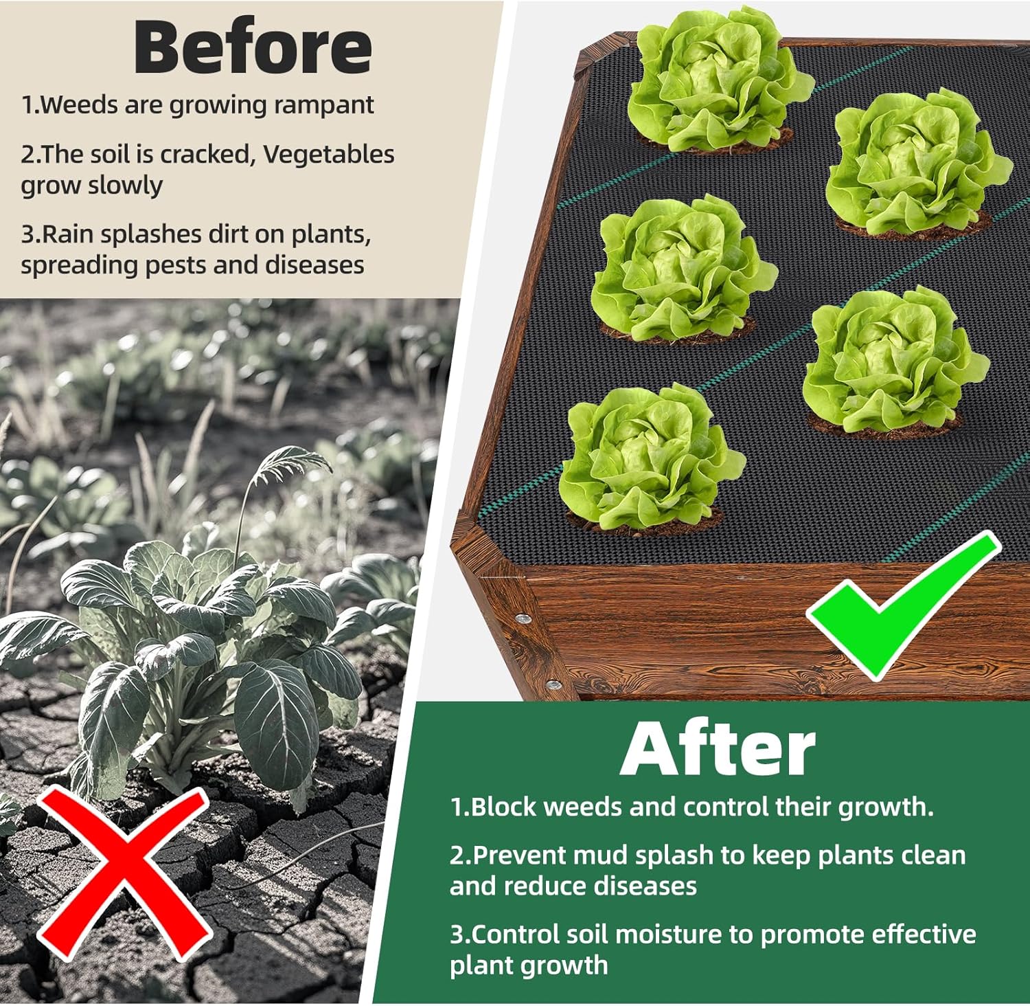 G GOOD GAIN 4x2x1.8ft Raised Garden Bed - Metal Planter Box Outdoor with Weed Barrier Fabric | Deep Root Raised Beds for Gardening Vegetables Flowers Herb Fruits (Wood Grain)