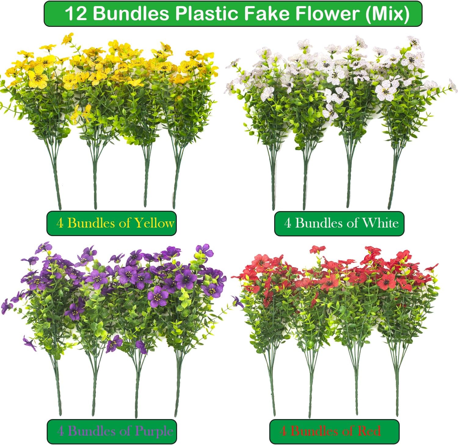 Artificial Fake Plants Flowers for Outdoor Spring Decoration, 16 Bundles Faux Silk Colorful Daisy UV Resistant Realistic for Outside Porch Patio Home Yard Garden Planters Pots Window Box(Mix)