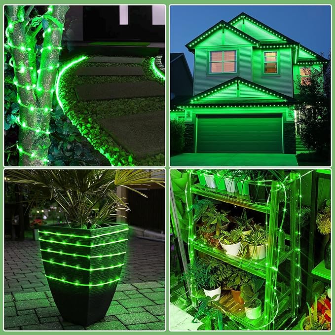 100FT 300 LED Rope Lights for Outside, St. Patrick Day String Lights Indoor with Waterproof 8 Modes, Connectable Plug in Fairy Twinkle Lights for Outdoor Patio Pool Party Holiday Decorations, Green