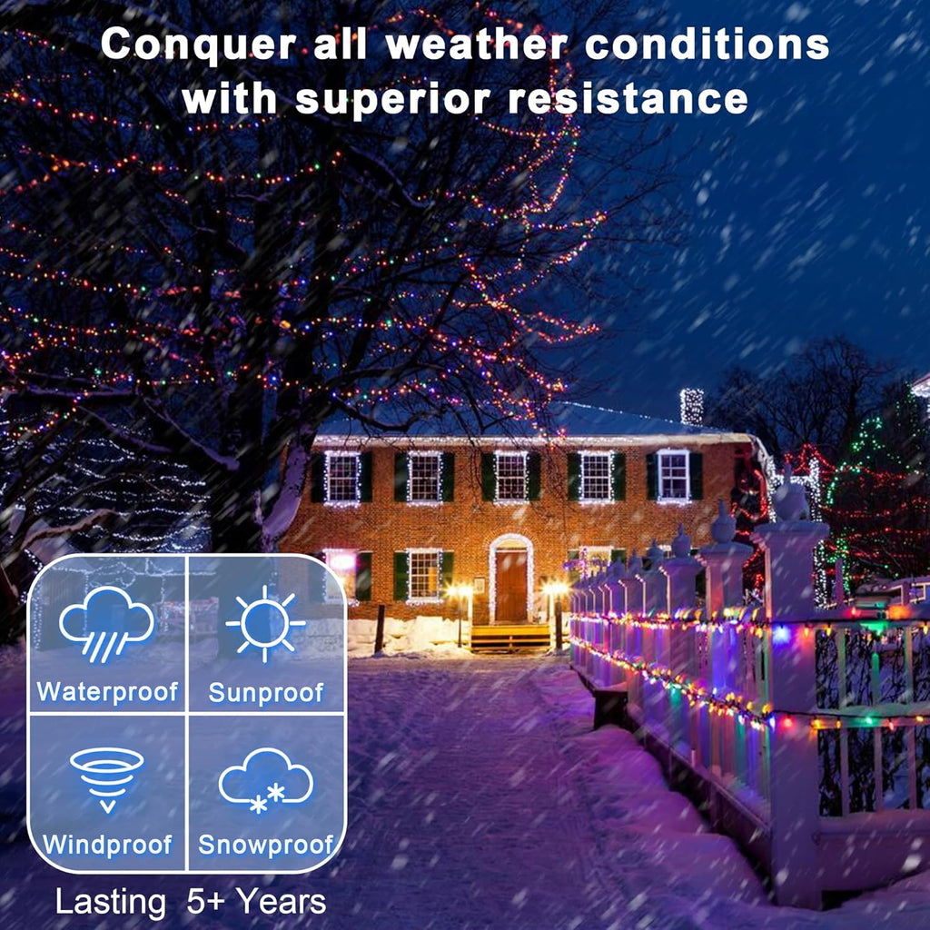 180 LED 59ft Christmas String Lights Indoor Outdoor, 8 Modes Christmas Fairy Lights with Timer & Momory, IP44 Waterproof Christmas Tree Lights for Xmas Patio Yard Fence Balcony Garden (Multicolor)