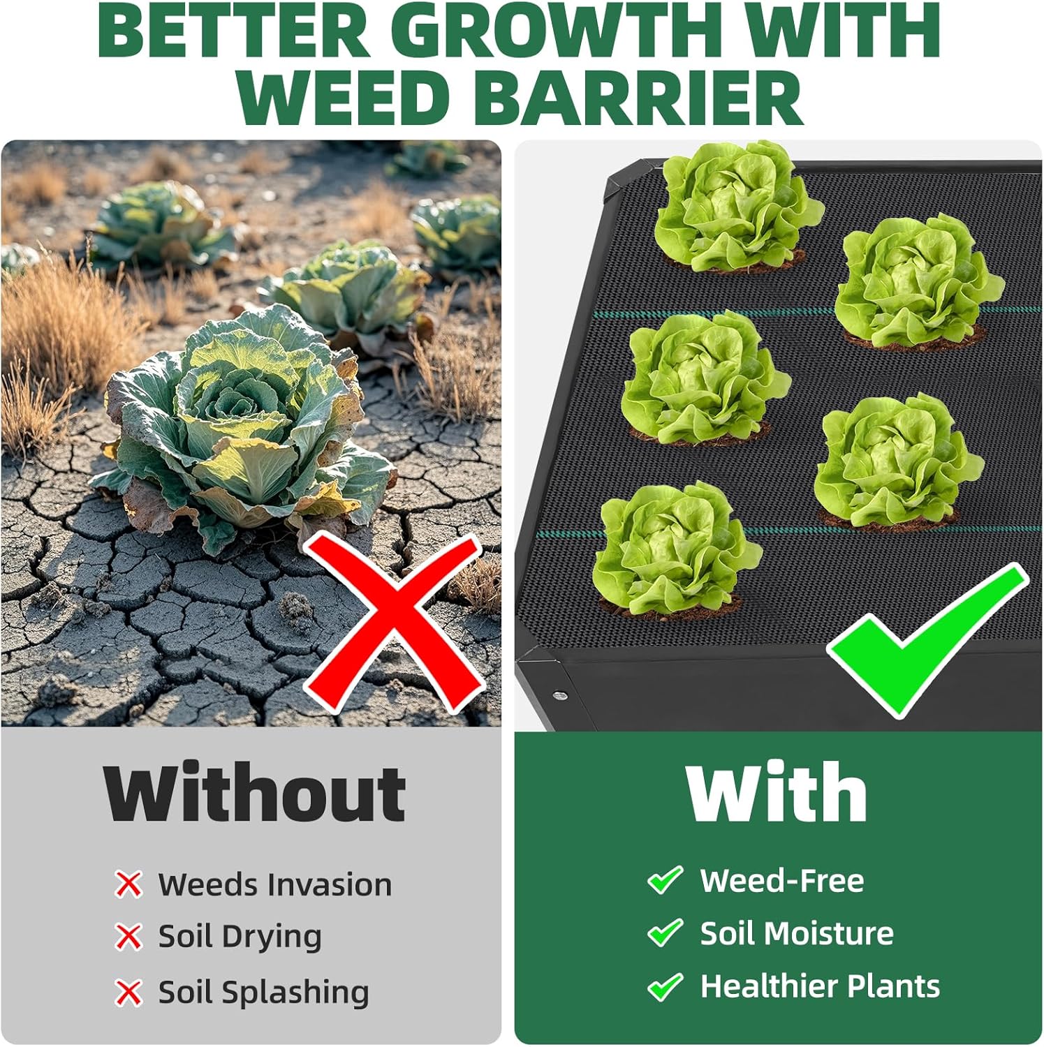 G GOOD GAIN 4x2x1.8ft Raised Garden Bed - Metal Planter Box Outdoor with Weed Barrier Fabric | Deep Root Raised Beds for Gardening Vegetables Flowers Herb Fruits (Dark Gray)