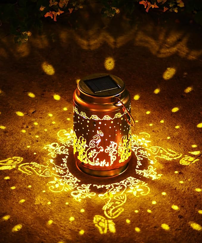 Nacome Elephant Solar Lantern for Garden Decor: Waterproof Hanging Metal Decoration with LED Lights for Yard Lawn Porch Patio Landscape Pathway – Birthday Gifts for Mom Grandma Women