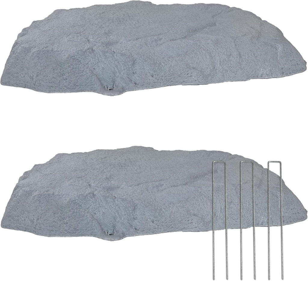 Sunnydaze 3.5” H Polyresin Faux Landscape Rock Cover - Lightweight Fake Rock Well Pump Cover for Outside - Gray - 2-Pack