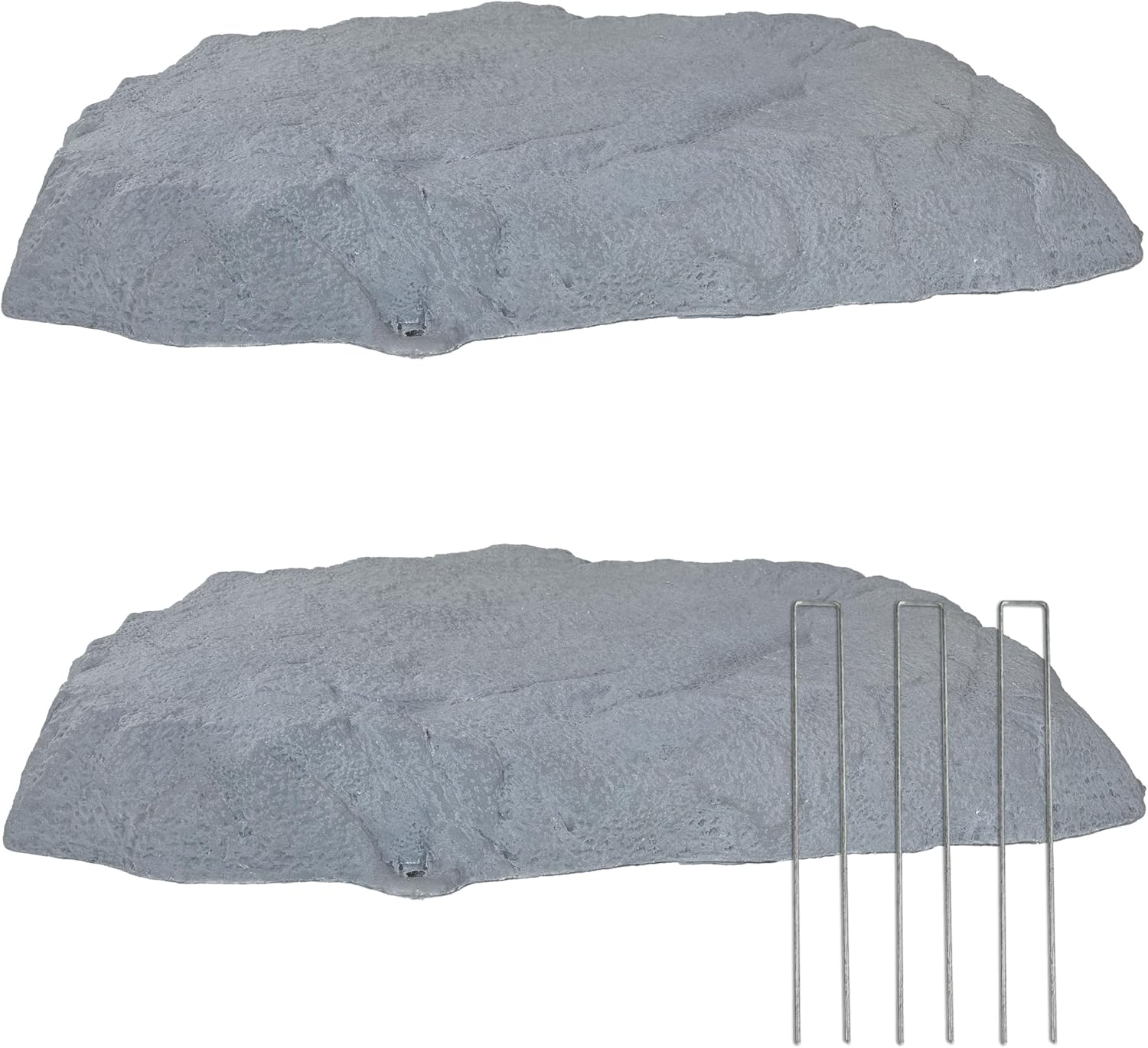 Sunnydaze 3.5” H Polyresin Faux Landscape Rock Cover - Lightweight Fake Rock Well Pump Cover for Outside - Gray - 2-Pack