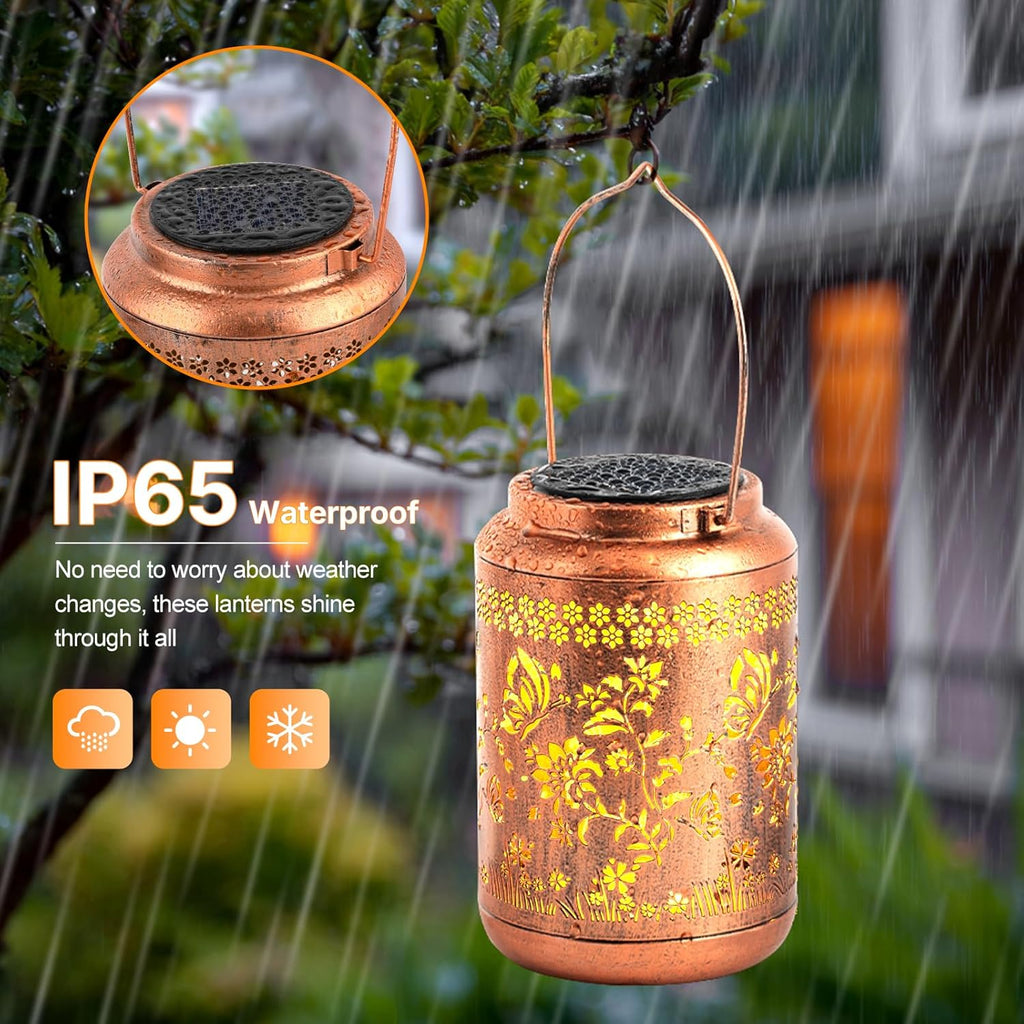 Solar Lanterns Outdoor Waterproof, Butterfly Garden Decor for Yard Porch Lawn Patio Pathway, Hanging Solar Lights Birthday Gifts for Women Mom Grandma Sister Friend