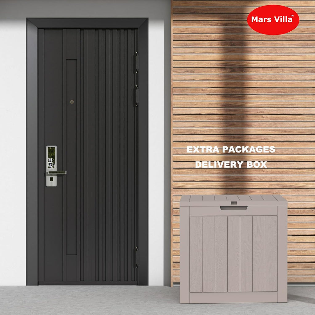 Mars Villa 31 Gallon Deck Box, Outdoor Storage Box Waterproof, Outside Resin Storage Bin for Outdoor Patio Furniture Cushions, Pool Supplies, Garden Tools, UV-Resistant and Weatherproof, Light Brown