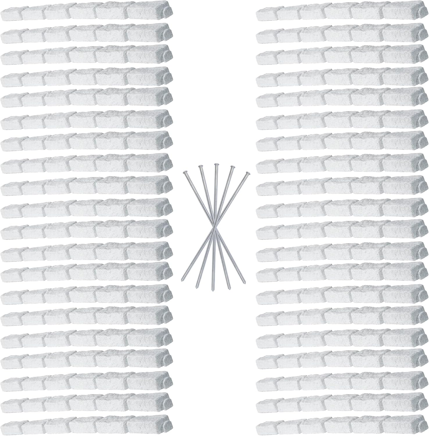 Beuta Landscape Edging | Garden Edging Border | Faux Stone Bricks for Lawn edging, Flower beds, Pathways & Yard Edging– 40 Packs | Each Section Has 6 Bricks 48"L x 4"W x 2.25"H | 120 Spikes |Limewash