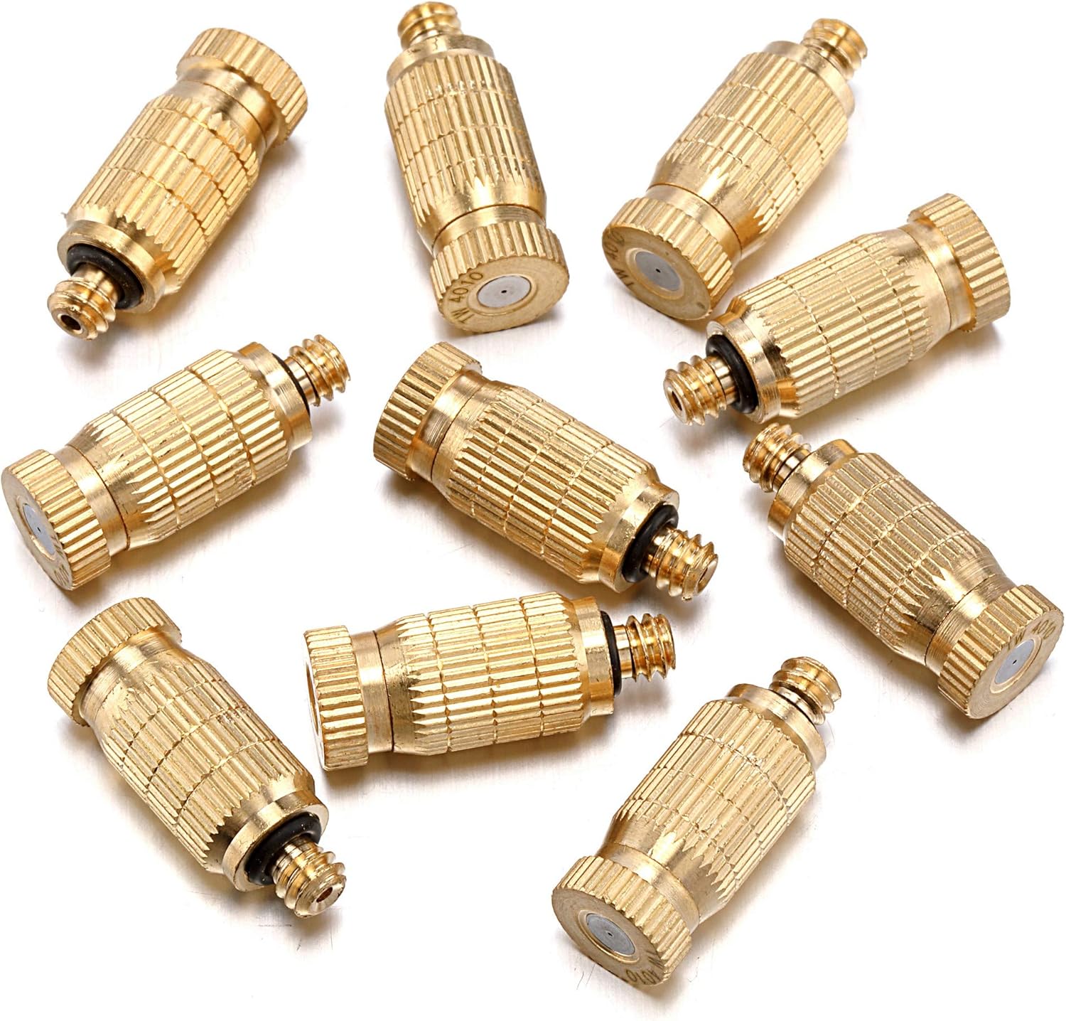 Mornajina 30Packs Brass Misting Nozzles for Outdoor Cooling System, Misting System Heads Sprayer 0.020" (0.5 mm) 10-24 UNC, High Pressure
