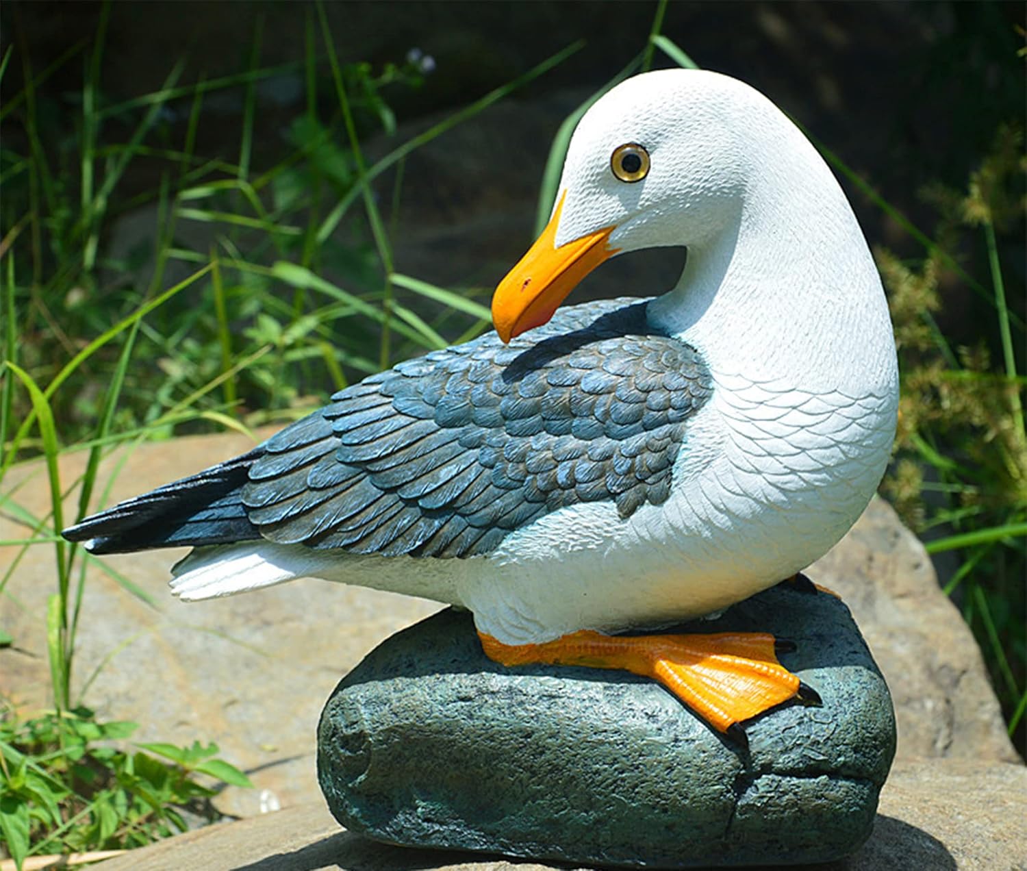 Real Seagull Figurine Garden Decorations,Seagull Statue Outdoor Decoration,Sea Bird Figurine Nautical Statue Coastal Beach Home Decorations Nautical Seagull Sculpture