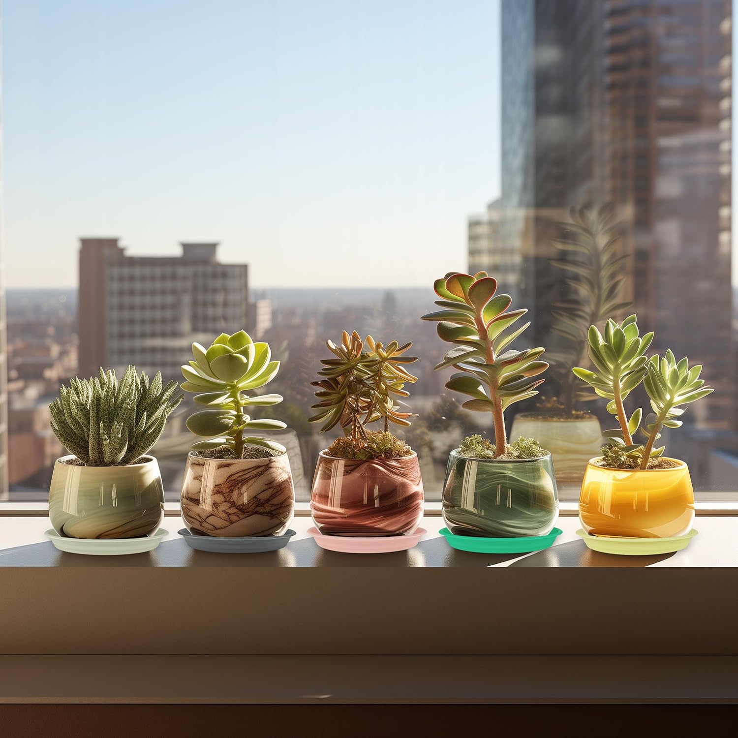 12Pcs Colourful Plant Saucer, 6 8 10 Inch Durable Plastic Plant Tray, Round Plant Pot Saucers, Drip Tray for Indoor and Outdoor Garden, Cyan