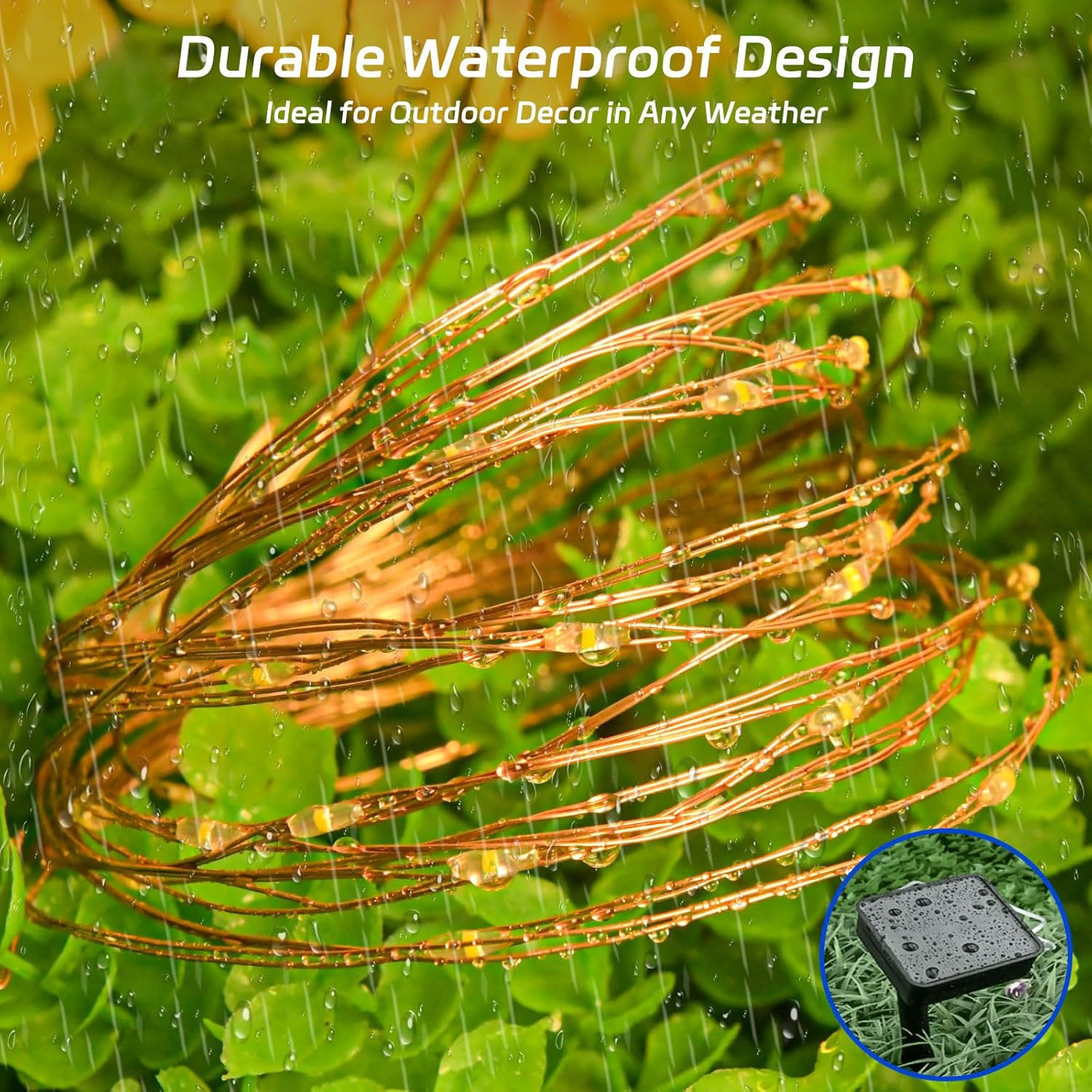 Solar Fairy Lights Outdoor Waterproof,16.4ft 50LED Solar String Lights for Outside 8 Modes 2 Packs for Christmas Halloween Holiday Patio Backyard Garden Deorations Warm White