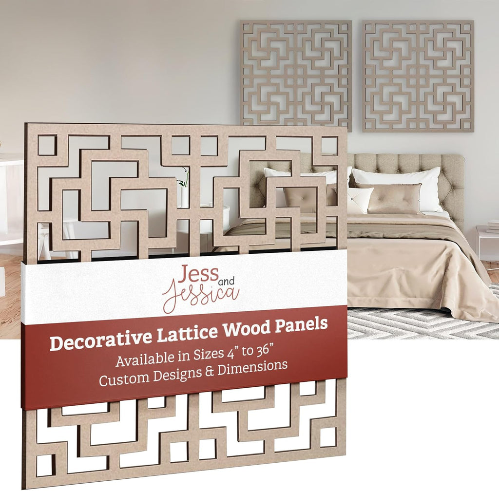 Lattice Panel with an Aztec Decorative Design MDF Home & Yard Décor - Wall Panel - Privacy Screen - Trellis - Indoor and Outdoor Use
