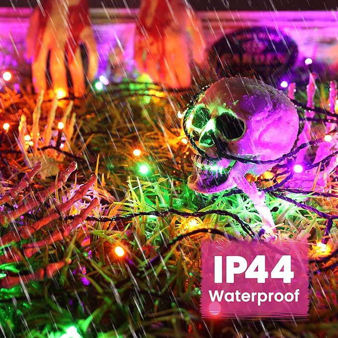 114ft 300 LED String Lights - Waterproof, 8 Modes, Orange, Green, Purple - Halloween Party, Garden, Indoor/Outdoor Decor