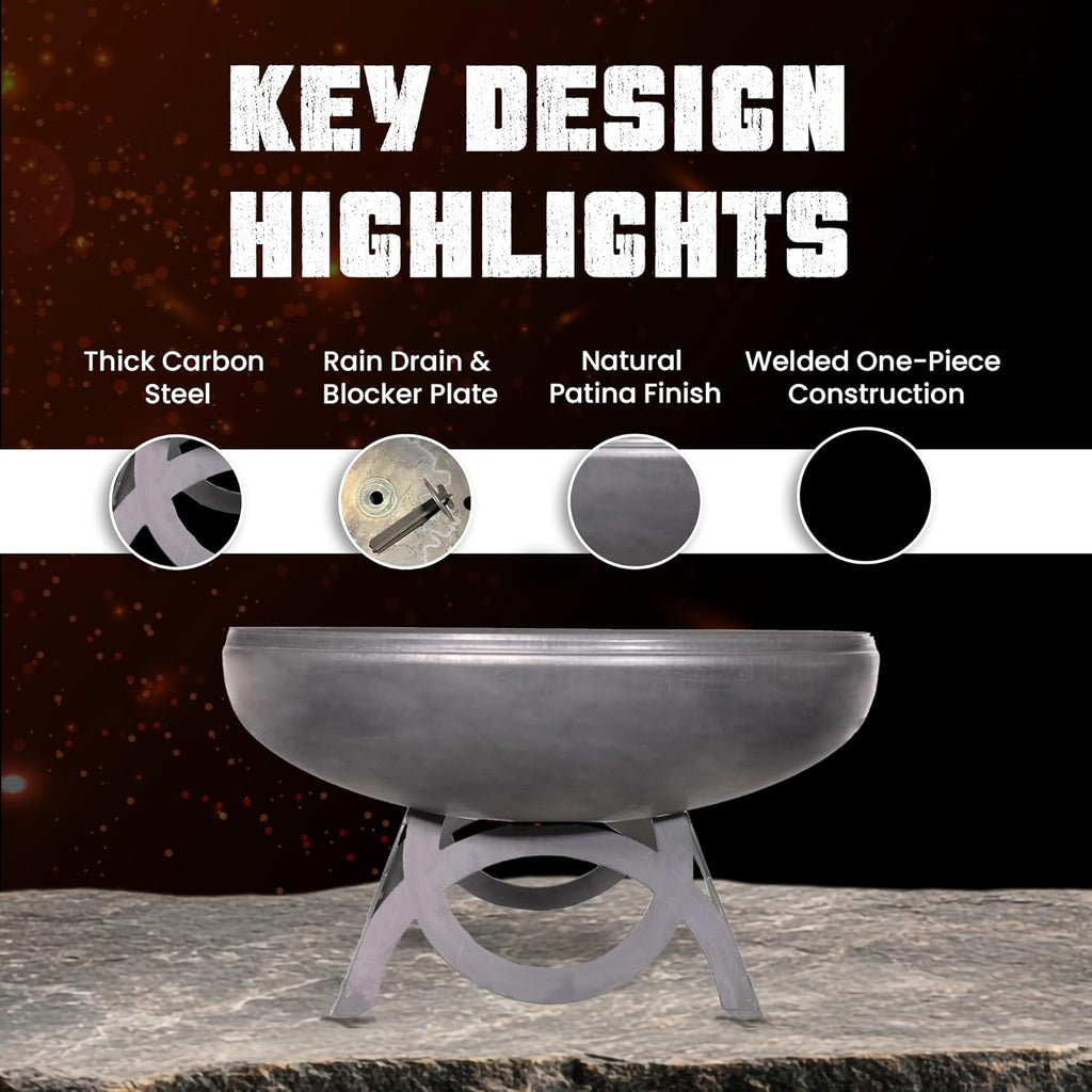 Liberty Fire Pit – Ohio Flame Wood Burning Outdoor Fire Pit - 42" Diameter with Curved Base (Made in USA)