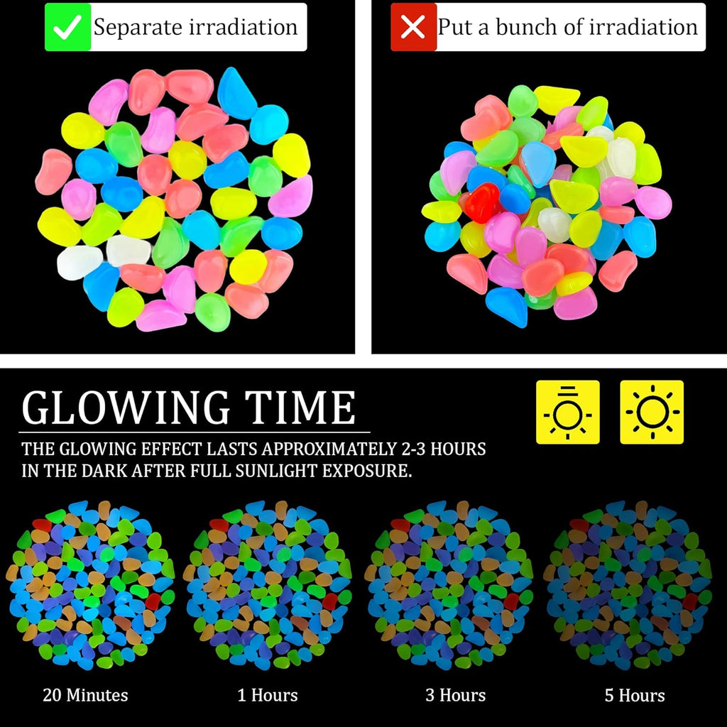 1.4LB 25-27mm Colorful Luminous Stones Fish Tank Glow Rocks Glow in The Dark Rocks Outdoor for Garden Path Walkway Yard Fish Tank Plant Pots