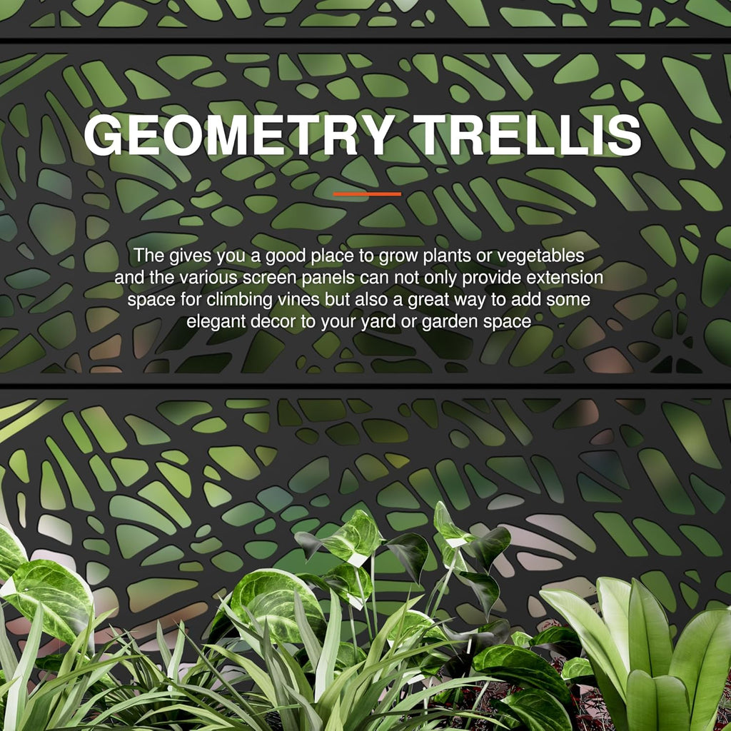 Lumioca 71"x47"x16" Metal Raised Garden Bed with Trellis, Trellis with Planter Box for Backyard Patio Balcony Climbing Plants, Black Web