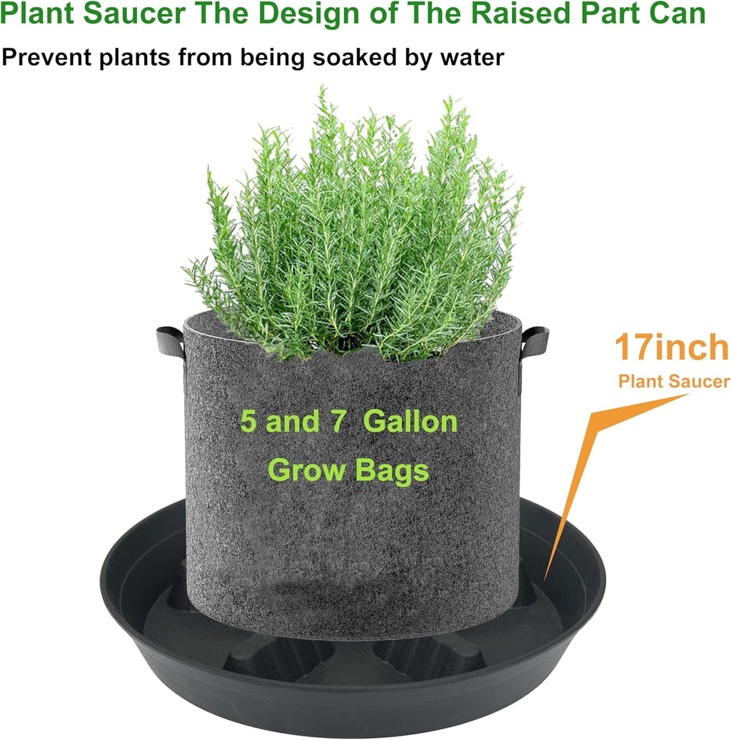 2 Pack Plant Saucer 17 inch 2 Pack, Raised Middle Plant Trays for Pots, Large Plastic Plant Saucers for Indoors, Water Tray for Plants,Drip Trays Plant Stand Water Catcher Tray, Pot Saucers for Plants