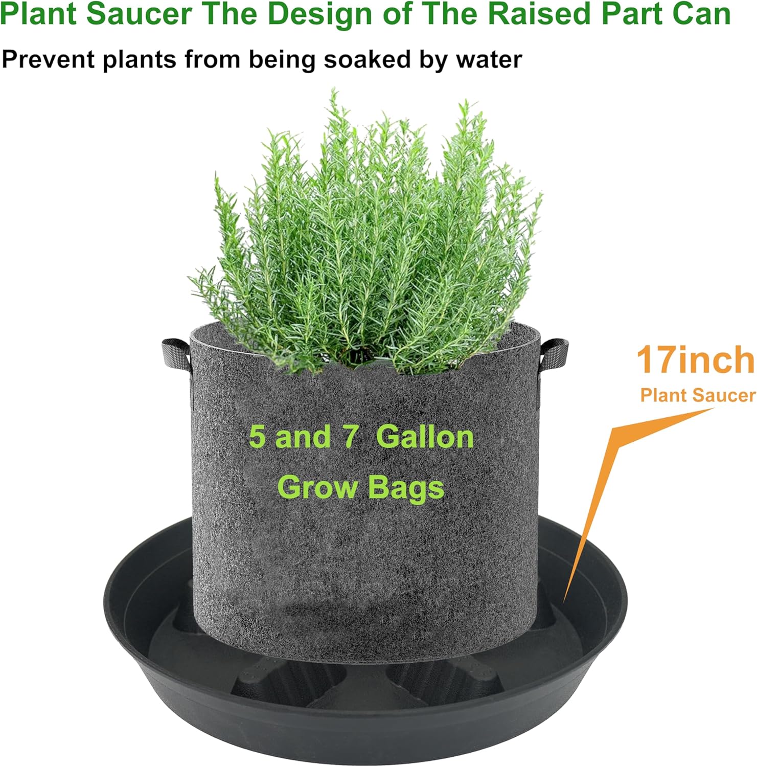 2 Pack Plant Saucer 17 inch 2 Pack, Raised Middle Plant Trays for Pots, Large Plastic Plant Saucers for Indoors, Water Tray for Plants,Drip Trays Plant Stand Water Catcher Tray, Pot Saucers for Plants