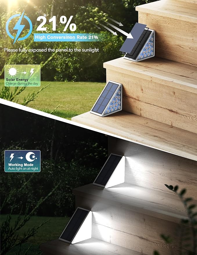 LED Solar Step Lights, Outdoor Solar Decor IP67 for Yard, Patio, Garden, Walkways, Driveway, Porch 2PK
