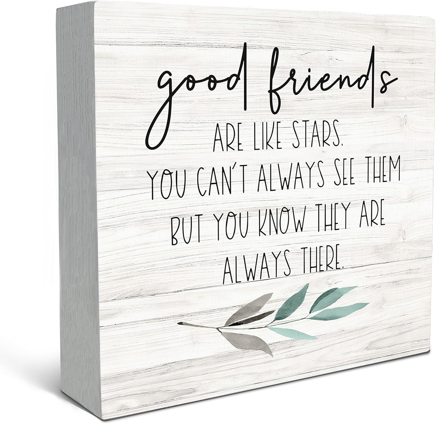 SRADMO Good Friends Are Like Stars Wood Box Sign Desk Decor, Inspirational Long Distance Friendship Wooden Block Box Sign Decoration For Home Bedroom Girls Room Office Shelf Table Decor