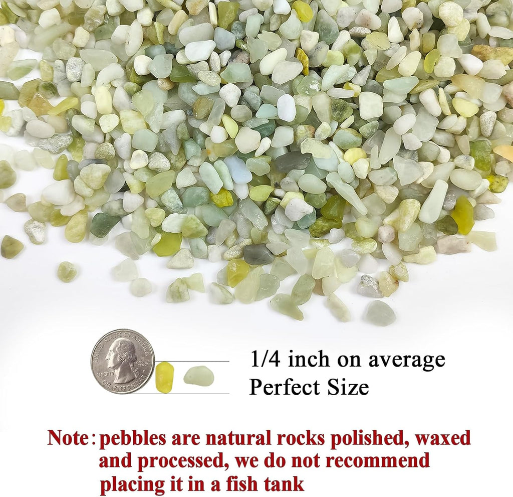 10 lbs Pebbles for Landscaping,1/4 Inch Polished Green Pea Gravel Small Rocks for Plants, Succulents, Cactus, Vases, Terrarium and Outdoor Gardening