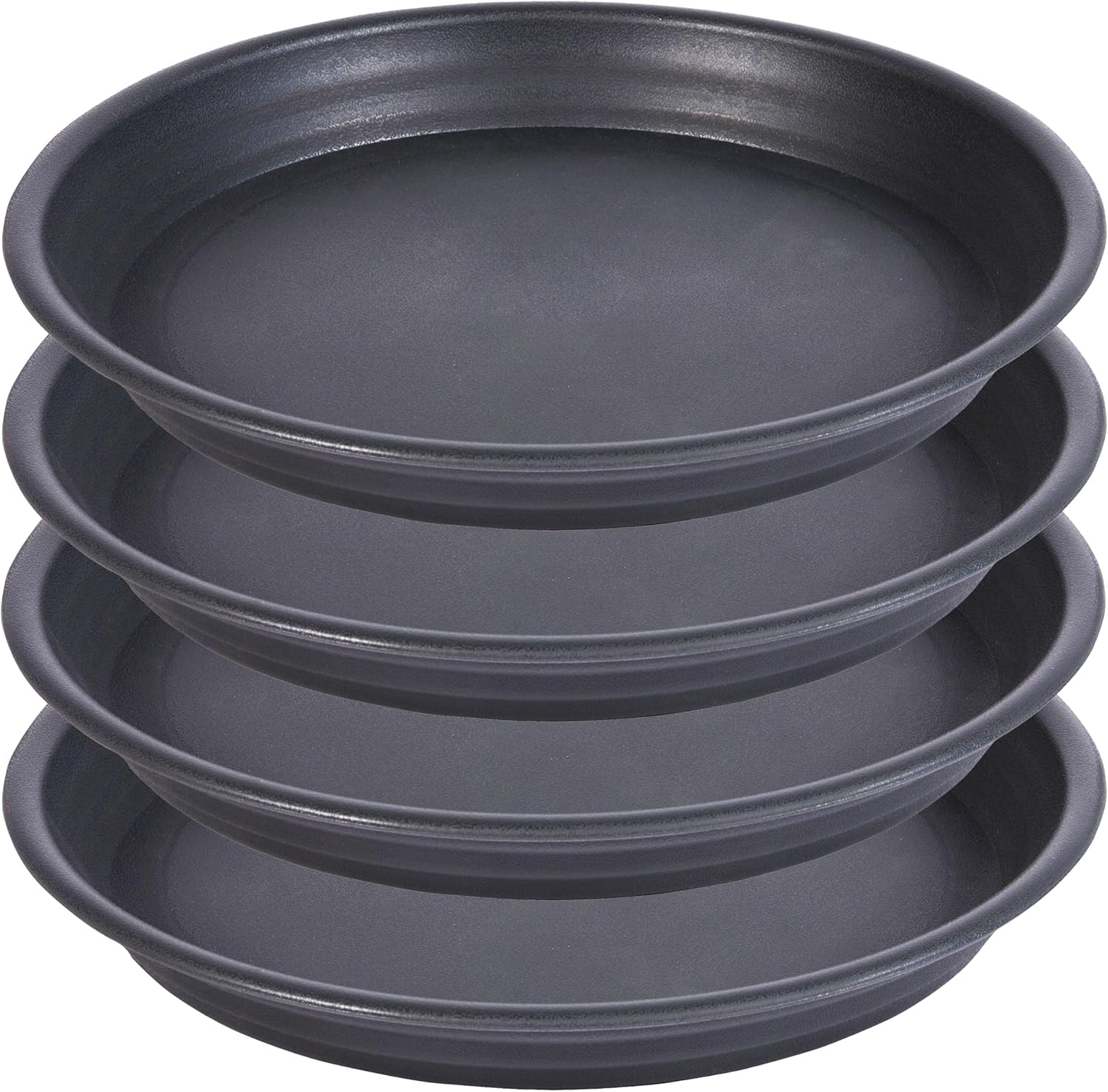 4 Pack Plant Saucer Drip Tray 13 14 inch, Large Plastic Flower Planter Saucers and Drip Trays for Indoors Outdoors, Heavy Durable Plant Plate Water Catcher (14", Dark Gray)