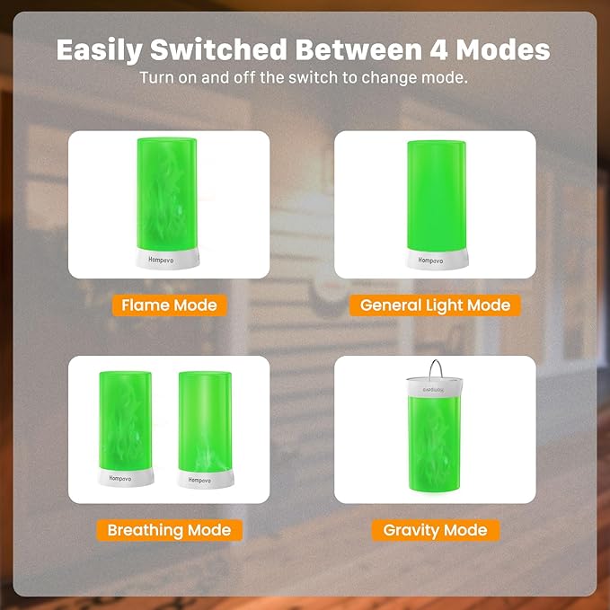 【Upgraded】 LED Flame Lights with Remote & Timer, 4-Mode Rechargeable Battery Operated Flameless Candles, Waterproof Pillar Flickering Lanterns for Room Patio Wedding Halloween Home Decor, Green