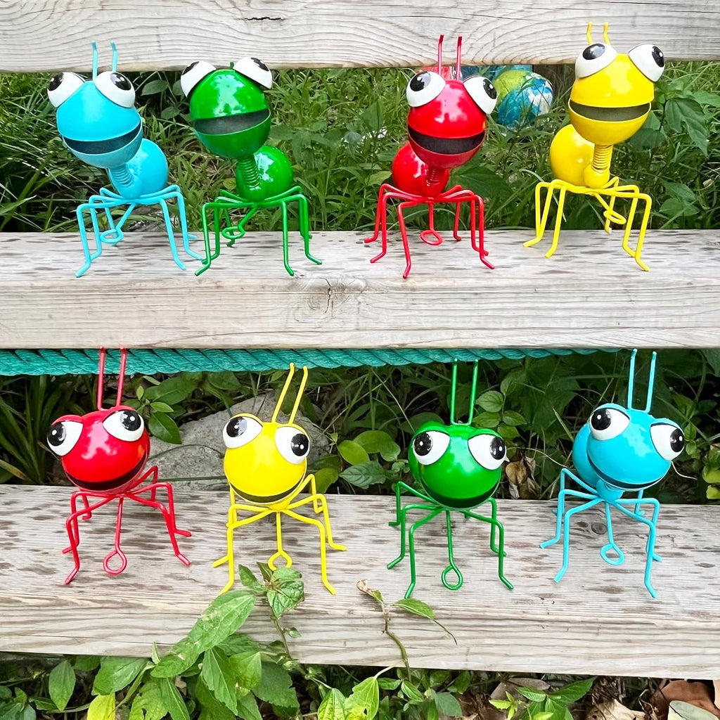 Metal Yard Art Garden Decor for Outside Cute Ants Yard Decorations Outdoor Lawn Ornaments Backyard Gifts for Mom - Set of 8 (4Colorful*2)