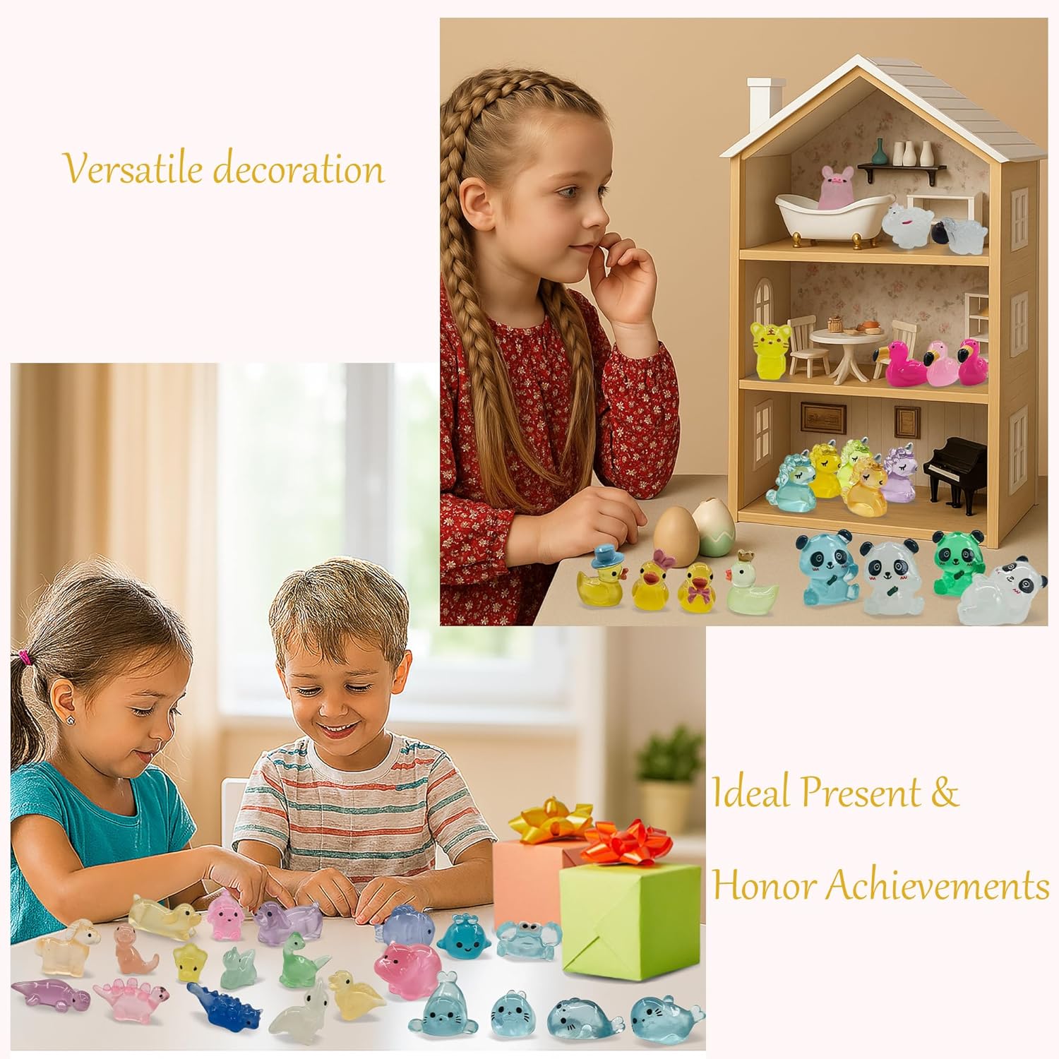 160 Pcs Luminous Mini Resin Animals Tiny Figurines Glow in The Dark Tiny Resin Ducks for Fairy Garden, Miniature Accessories, Crafts, and Decor