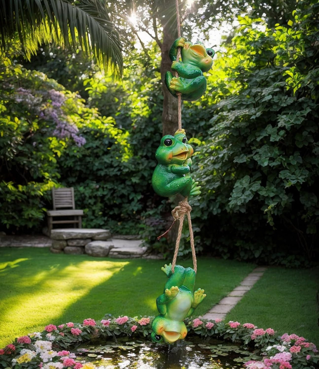 3pcs Hanging Frog Figurine and Statue Frog Toad Sculptures Garden Yard Art Decorations Outdoor