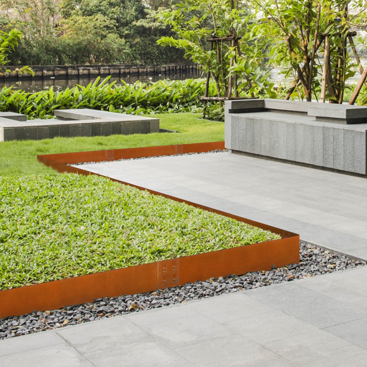 Corten Steel Landscape Edging 40" Lx 6" H Steel Landscaping Edging 6 pcs Metal Landscape Edging Garden Landscaping Border Edge for Yard Lawn by GZGNEEVL