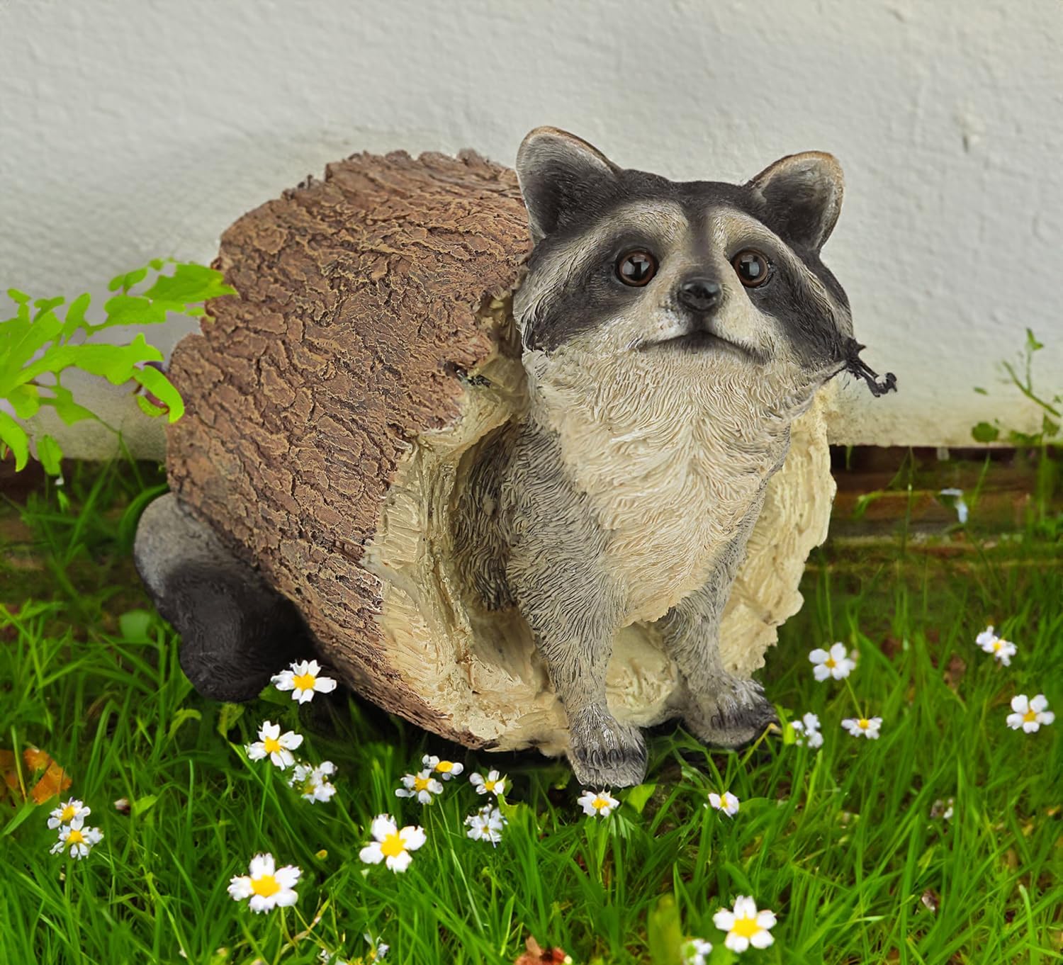 Raccoon Outdoor Animal Statue - Lifelike Raccoon Figurine, Woodland Theme Animal Decor, Home & Garden Decor Accent, Decorative Statue & Sculpture