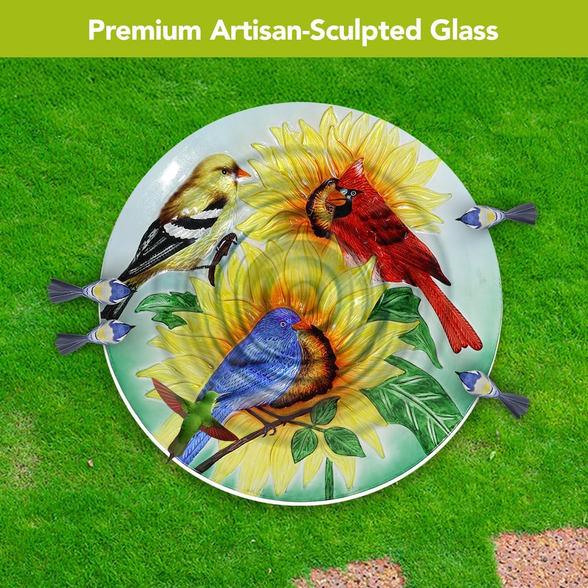 Briarwood Lane Birds in The Garden Glass Birdbath