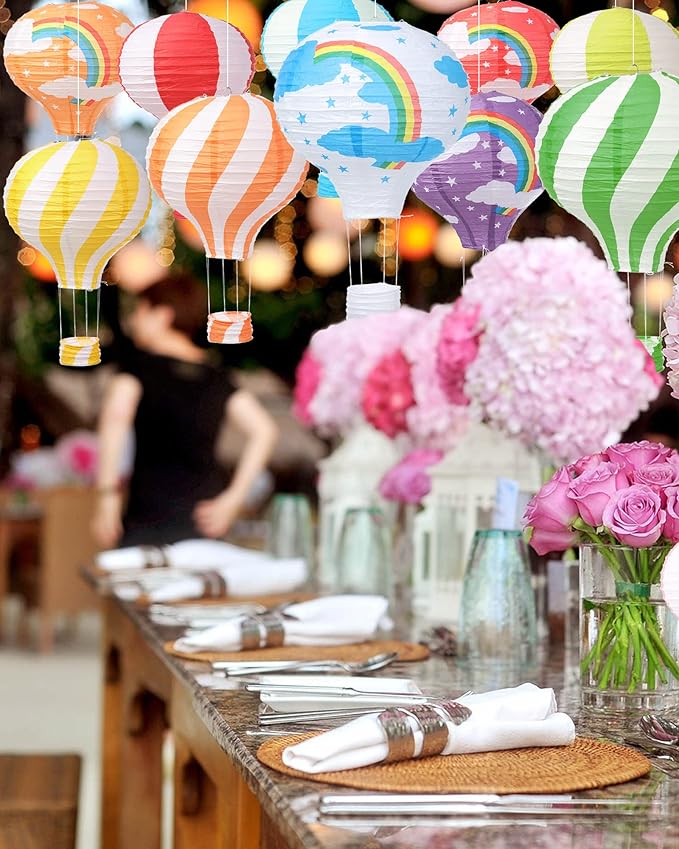 Treela 20 Pcs Hanging Hot Air Balloon Paper Lanterns 12 Inch Hot Air Balloon Decorations Centerpieces Reusable Chinese Japanese Paper Lantern for Birthday Wedding Baby Shower Christmas Party Festival