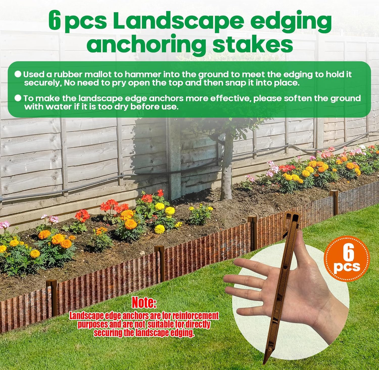 Corrugated Metal Garden Edging,Sturdy Tall Landscape Edging Borders with 6pcs Anchor Stakes, Perfect DIY for Flower Beds, Lawn and Pathway,Tree Surrounds,Paver Edges (Pre-Rusted 6"×20FT)