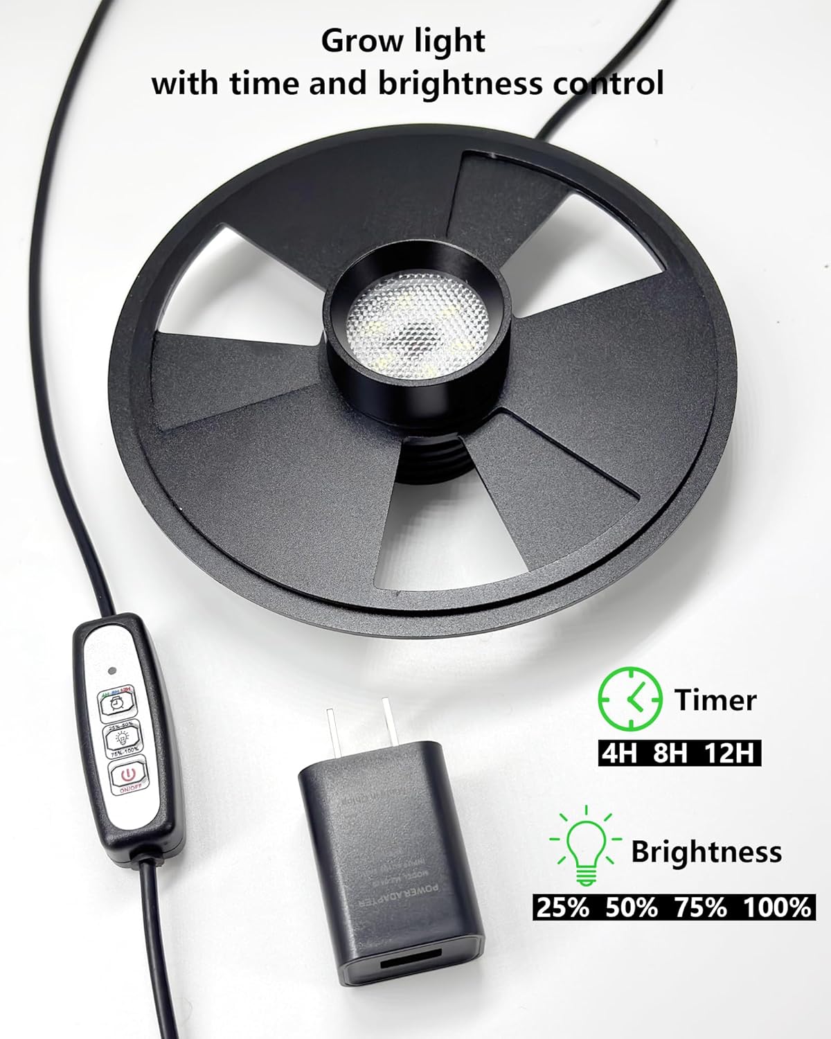 Desktop Glass Terrarium with Grow Light (7.5" H x 5.9" D) - for Succulents, Moss, Mini Gardens, Betta Fish Tanks, Mushroom Cultivation | Indoor Plant Growth | Office/Home Decor | Plant Lover Gifts