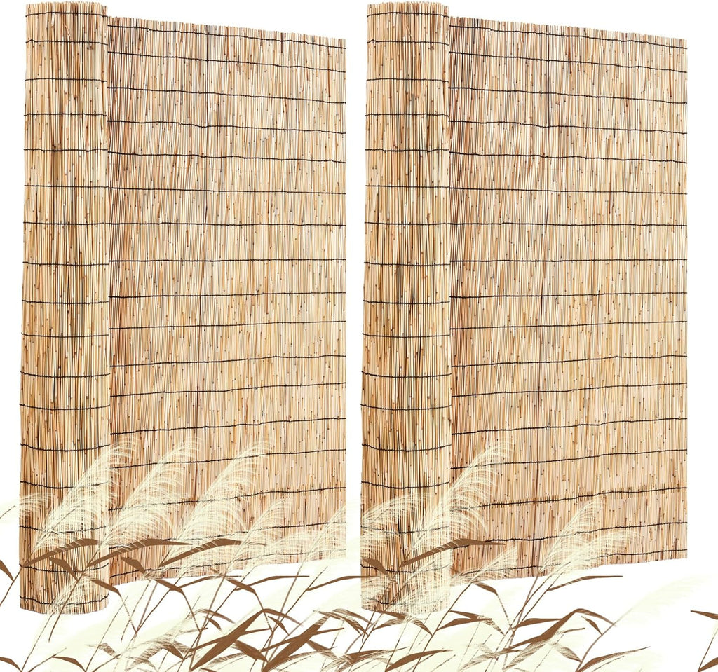 VEVOR Natural Reed Fencing, 4 ft x 16.4 ft, 2 Pack Reed Screen Curtain Balcony Reed Fence Roll for Outdoor Backyard Patio, Decorative Fence for Backyard Garden Fencing Divider, Privacy Screen Panel