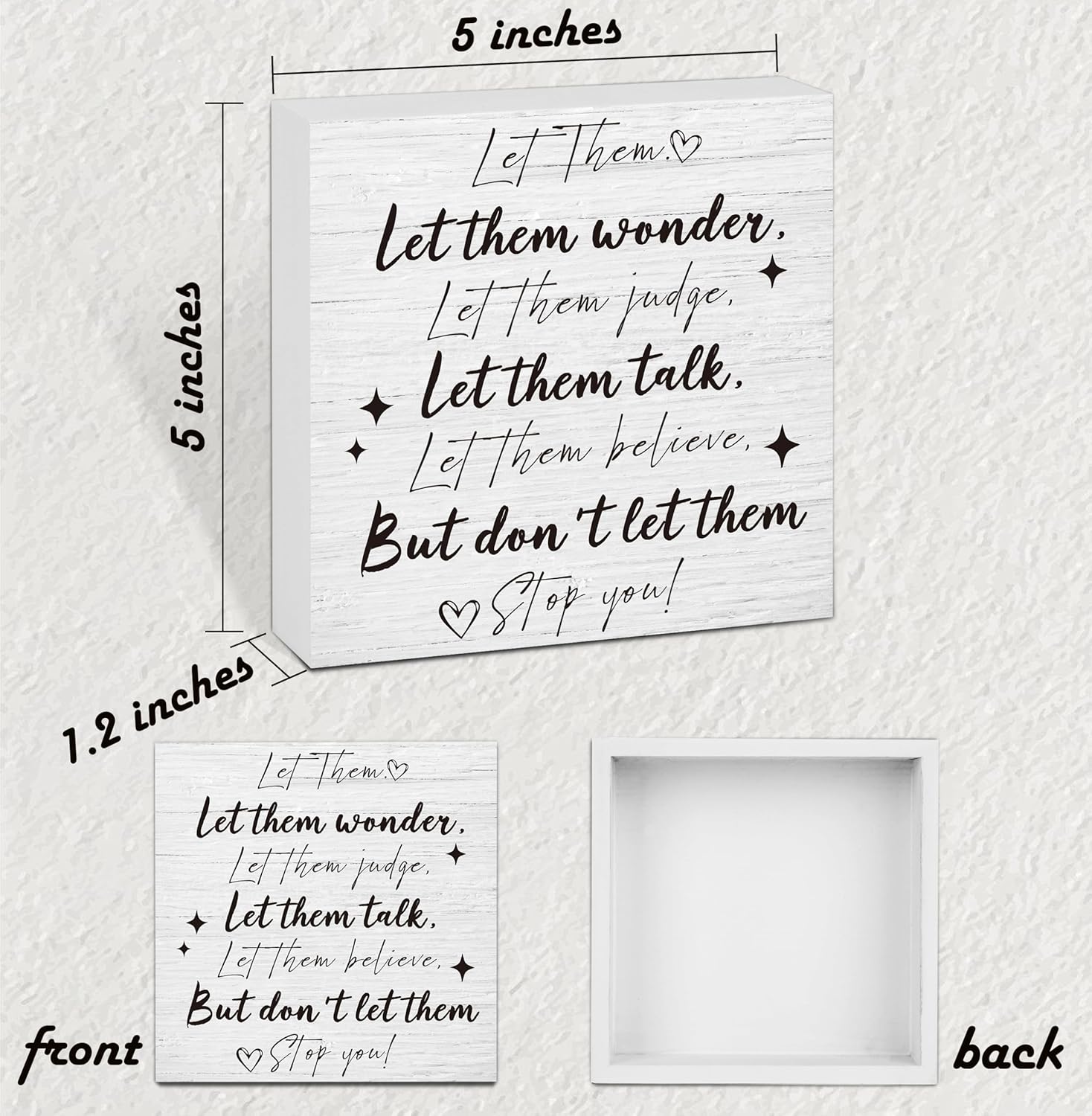 Let Them Wooden Sign, Desk Decorations For Women Office, 5x5 Inch Farmhouse Funny Office Decor Wood Box Sign, Desk Shelf Cubicle Accessories, Appreciation Gifts for Coworkers Boss, 11