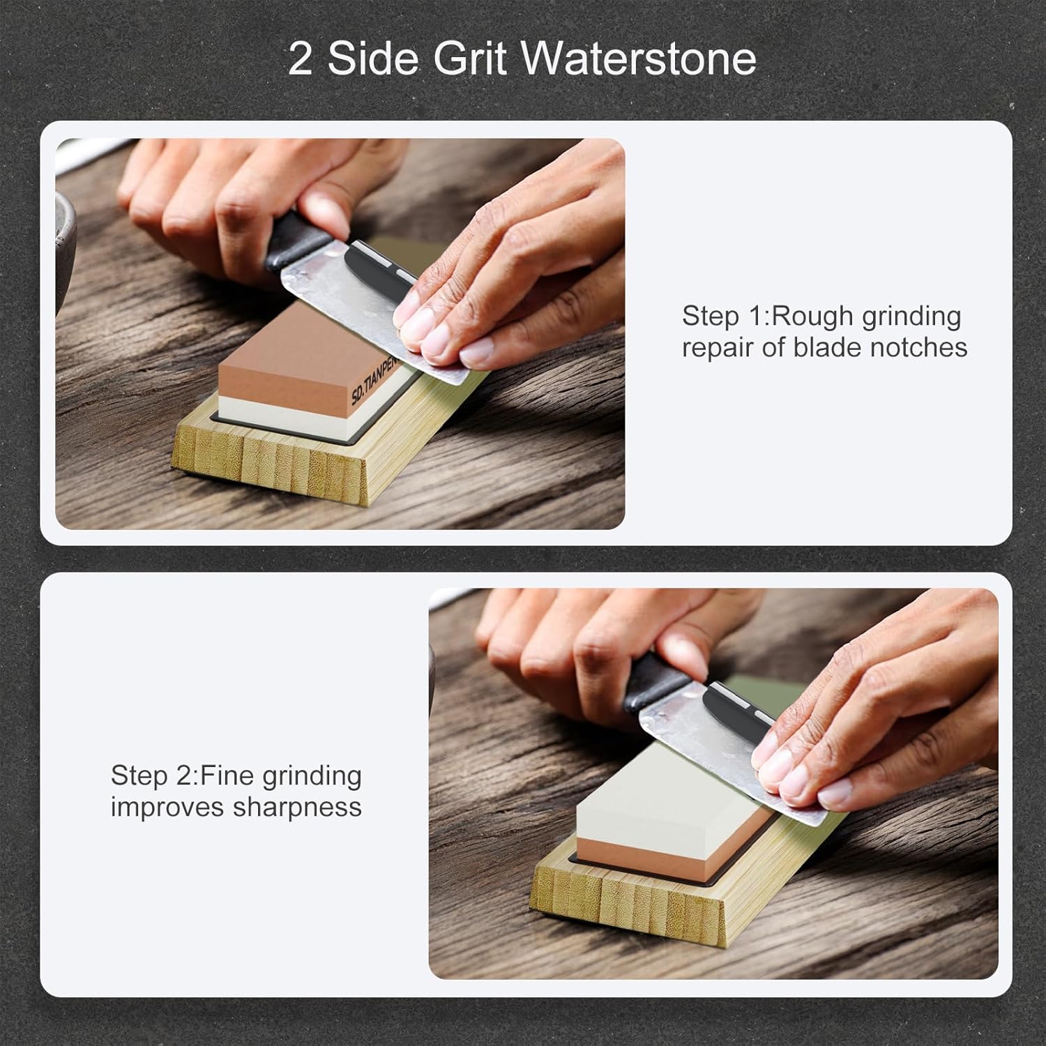 Knife Sharpening Stone - Dual Grit Whetstone 400/1000 3000/8000, Knife Sharpening Stone Set, Tpstone Knife Sharpener Tool,Easy to Use